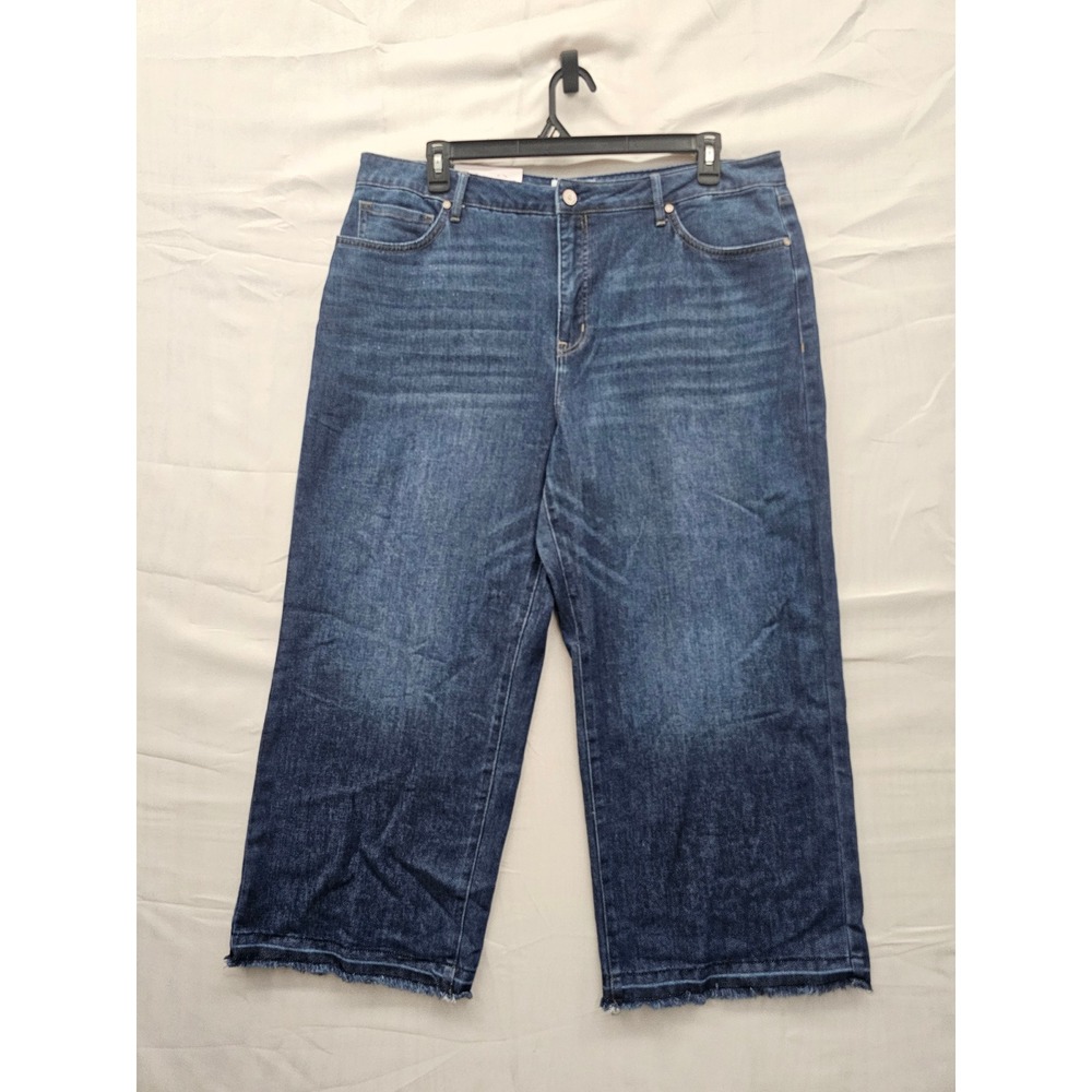 Hunter McGrady Womens Wide Leg High Rise Crop Jeans Blue‎ Poly Blend Size 16